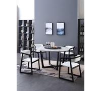Table ronde Salle à manger Bois Tables rondes Designer Original Marbre 4 Chaises Set Nouveau