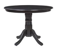 Table Ronde Salle à Manger Vintage 100 cm avec Pied Central en Bois Noir Akron