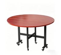 Table Ronde Salle Manger, Table Pliante Interieur, avec 6 roulettes Verrouillables Et Ailes Rabattables, Table A Manger Ronde Extensible, pour Un Salon D'appartement(Red,55in)