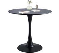 Table Ronde Tulipe, Tables À Manger Rondes Modernes Colorées Haut Petite Cuisine Meubles De Salle À Manger, Table À Manger À Piedestal, Tables De Loisirs-Black||60 * 60 * 74cm