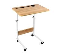 Table Roulant de Lit Canapé pour Ordinateur Portable Hauteur Réglable,Bureau Table Informatique Table d'appoint avec 4 roulettes Verrouillables pour Bureau Chambre 60*40*62.5-86.5cm (Wood color)