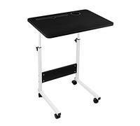 Table Roulant de Lit Canapé pour Ordinateur Portable Hauteur Réglable,Bureau Table Informatique Table d'appoint avec 4 roulettes Verrouillables pour Bureau Chambre 60*40*62.5-86.5cm (Noir)