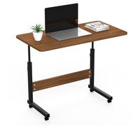 Table Roulant de Lit Canapé pour Ordinateur Portable Hauteur Réglable,Table d'appoint avec 4 roulettes 80 * 40 * 69-90cm,Brun