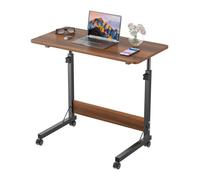 Table Roulante de Lit Canapé pour Ordinateur Portable -Table d'appoint Marron - 80x40cm - Hauteur réglable de 60cm à 92cm