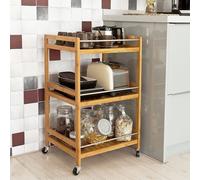 Table Roulante Meuble de Rangement Desserte en Bambou - SoBuy FKW11-N
