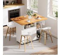 Table Roulante Pliable avec Roues et Porte - Table à Manger 100x70cm -Plateau Extensible et Étagère - pour Cuisine/Salon - Jaune