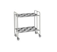 Table roulante pliante bauhaus, 2 plateaux, châssis gris aluminium. Don Hierro