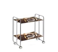 Table roulante pliante bauhaus, 2 plateaux, châssis gris aluminium. Don Hierro
