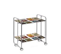 Table roulante pliante bauhaus, 2 plateaux, châssis gris aluminium. Don Hierro