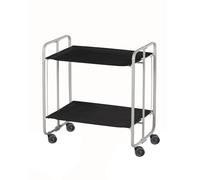 DON HIERRO - Table roulante pliante BAUHAUS, 2 plateaux, châssis gris aluminium.-Noir