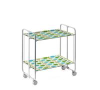 Table roulante pliante bauhaus, 2 plateaux, châssis gris aluminium. Don Hierro