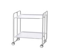 DON HIERRO - Table roulante pliante BAUHAUS, 2 plateaux, châssis gris aluminium.-Blanc