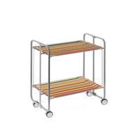 Table roulante pliante bauhaus, 2 plateaux, châssis gris aluminium. Don Hierro