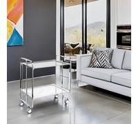 Table roulante pliante bauhaus, 2plateaux, châssis chromé Don Hierro