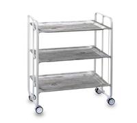 Table roulante pliante bauhaus, chariot de service 3 niveaux. blanc Don Hierro
