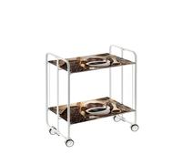 Table roulante pliante bauhaus châssis blanc, 2 plateaux Don Hierro
