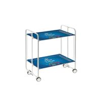 Table roulante pliante bauhaus châssis blanc, 2 plateaux Don Hierro