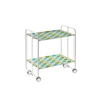 Table roulante pliante bauhaus châssis blanc, 2 plateaux Don Hierro