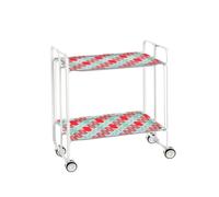 Table roulante pliante bauhaus châssis blanc, 2 plateaux Don Hierro