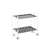 Table roulante pliante bauhaus châssis blanc, 2 plateaux Don Hierro