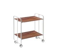 Table roulante pliante bauhaus châssis blanc, 2 plateaux Don Hierro