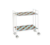 Table roulante pliante bauhaus châssis blanc, 2 plateaux Don Hierro
