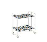 Table roulante pliante bauhaus châssis blanc, 2 plateaux Don Hierro