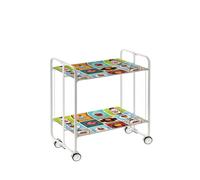Table roulante pliante bauhaus châssis blanc, 2 plateaux Don Hierro