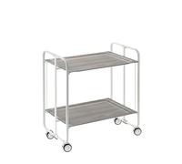 Table roulante pliante bauhaus châssis blanc, 2 plateaux Don Hierro
