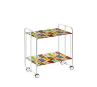 Table roulante pliante bauhaus châssis blanc, 2 plateaux Don Hierro