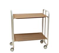 Table roulante pliante bauhaus châssis blanc, 2 plateaux Don Hierro