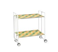 Table roulante pliante bauhaus châssis blanc, 2 plateaux Don Hierro