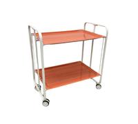Table roulante pliante bauhaus châssis blanc, 2 plateaux Don Hierro