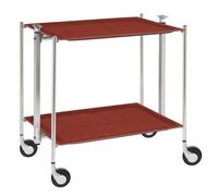 Table roulante pliante, desserte de cuisine 2 étages montants chromés plateaux stratifiés Lin - Bourgogne- Textable