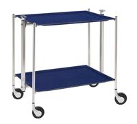 Table roulante pliante, desserte de cuisine 2 étages montants chromés plateaux stratifiés Lin - Marine - Textable