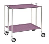 Table roulante pliante, desserte de cuisine 2 étages montants chromés plateaux stratifiés Lin - Parme- Textable