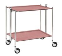 Table roulante pliante, desserte de cuisine 2 étages montants chromés plateaux stratifiés Secret - Rose Clair - Textable