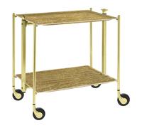 Table roulante pliante, desserte de cuisine 2 étages montants dorés plateaux acrylique Old Gold- Textable