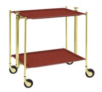 Table roulante pliante, desserte de cuisine 2 étages montants dorés plateaux stratifiés Lin - Bourgogne- Textable