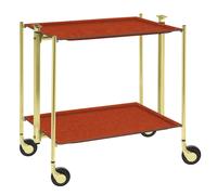 Table roulante pliante, desserte de cuisine 2 étages montants dorés plateaux stratifiés Lin - Epice - Textable