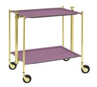 Table roulante pliante, desserte de cuisine 2 étages montants dorés plateaux stratifiés Lin - Parme- Textable