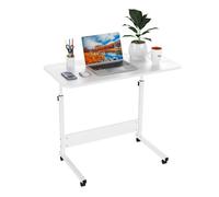Table Roulante pour Lit Canapé, Table d'Appoint Bureau Mobile Réglable en Hauteur 62-90cm,Bureau Informatique 4 Roulante,80x40cm