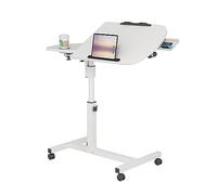 Table Roulante pour Lit Canapé, Table de Lit a Roulette,Bureau Debout Mobile réglable en Hauteur de 61-96cm avec 4 roulettes, pivotante à 360° roulettes verrouillables Table pour Ordinateur