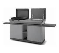 Forge Adour Table roulante pour plancha COMBI G NG 2 tablettes rabattables 2 portes coulissantes