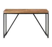 Table Salle À Manger 120 x 60 x 76 cm Bois Massif Acacia Et Manguier | Pieds acier poudre noire, design chevron mosaïque, style industriel, usage cuisine et salle à manger, pièce unique