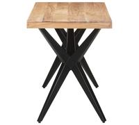 Table Salle À Manger en Bois D'Acacia Massif 120x60x76 Cm | Pieds acier robustes, structure croisée, grains naturels uniques, usage quotidien, décoration chaleureuse