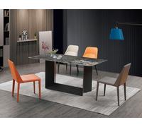 Table Salle à manger Garniture Table à manger Chaise Set 5pcs Cuir Inox Chaises Groupe