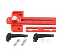 Table Saw Jig Guide with Roller Dual Scale, Woodworking Thin Ripping Fence Guide, Aluminum Alloy Band Saw Router Jig Compatible with 3/4x3/8 and 3/8x1/4 Inch T Slot for Precision C (Rouge)