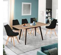 IDMarket - Table scandinave extensible INGA - Rectangle plateau bois 4-8 pers 110-150 cm pieds noirs