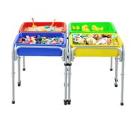 Table Sensorielle pour Enfants-Duoku-Table d'Activités Ajustable avec 4 bacs Amovibles pour Sable et Eau Pieds Antidérapants